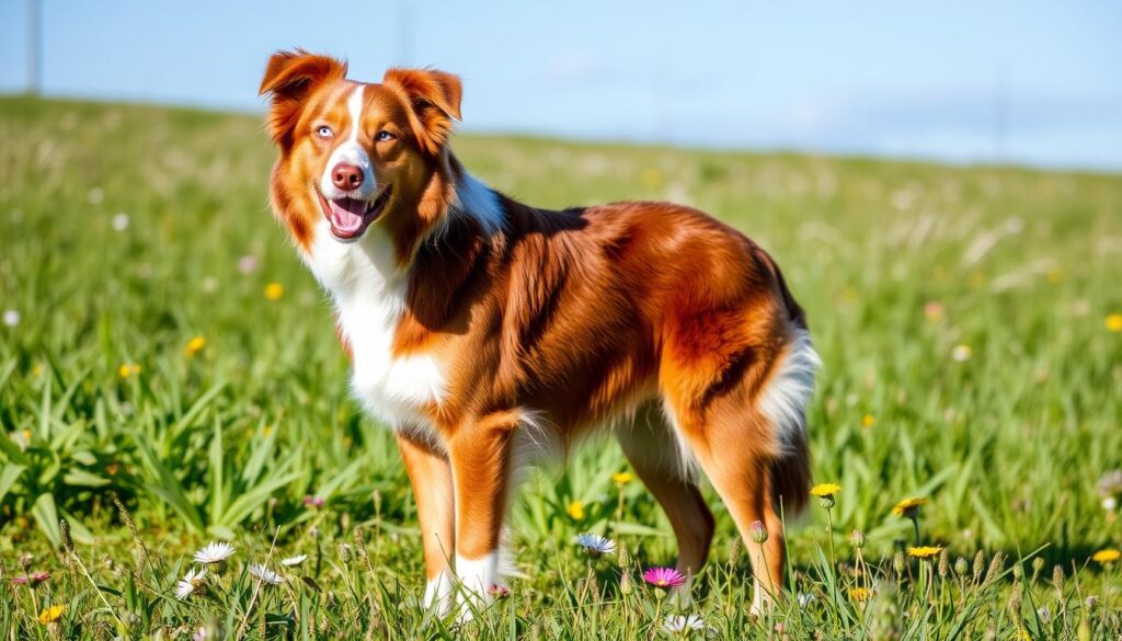 Australian shepherd with red merle coat