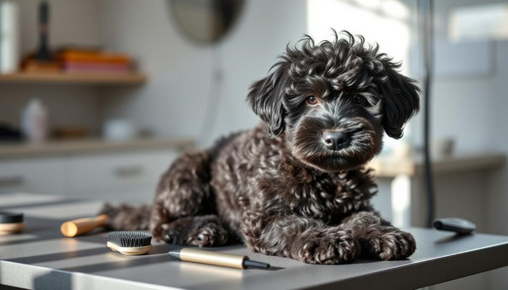 black mini aussiedoodle grooming