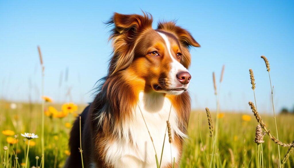 brown and white australian shepherd