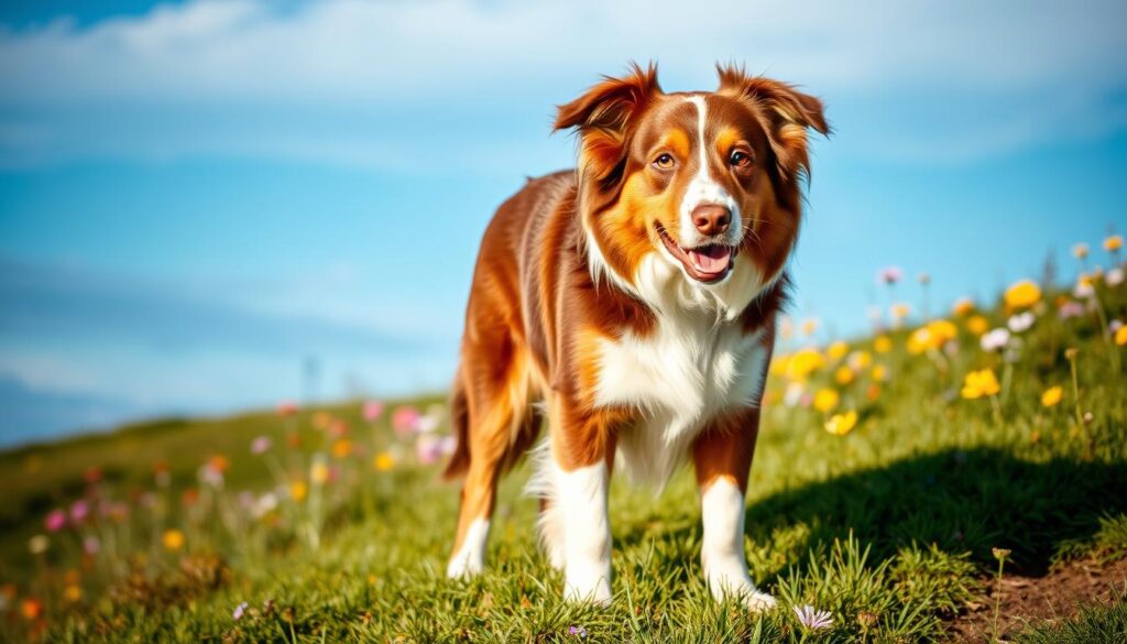 brown and white australian shepherd traits