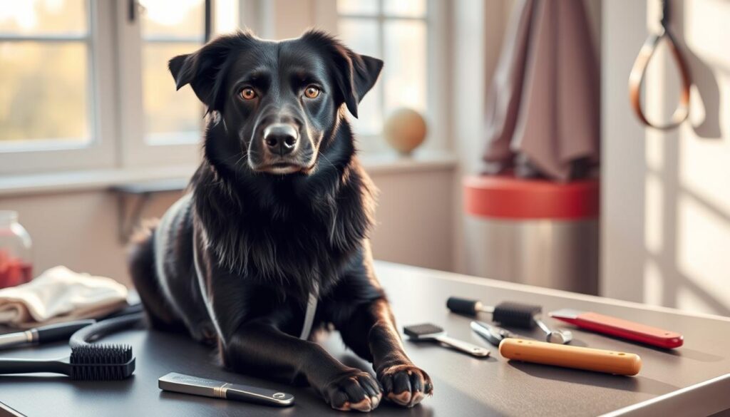 grooming black lab australian shepherd mix