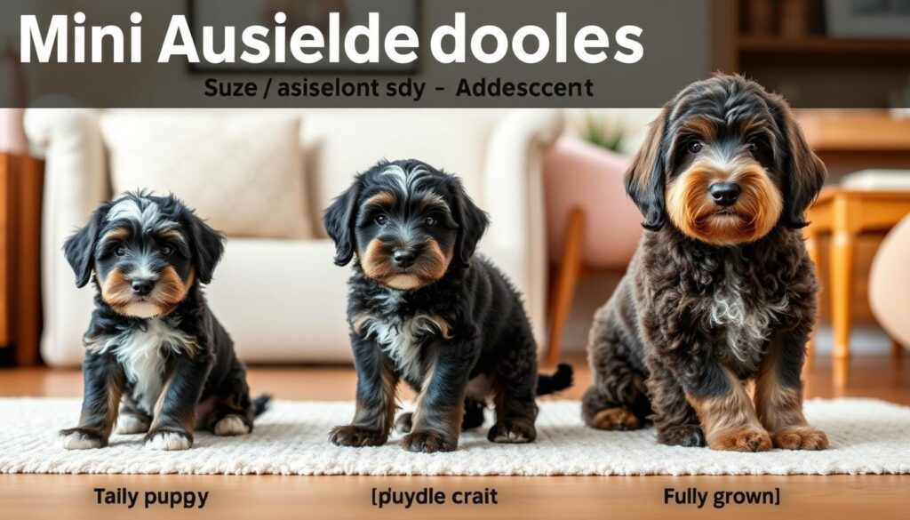 mini aussiedoodle size and growth stages