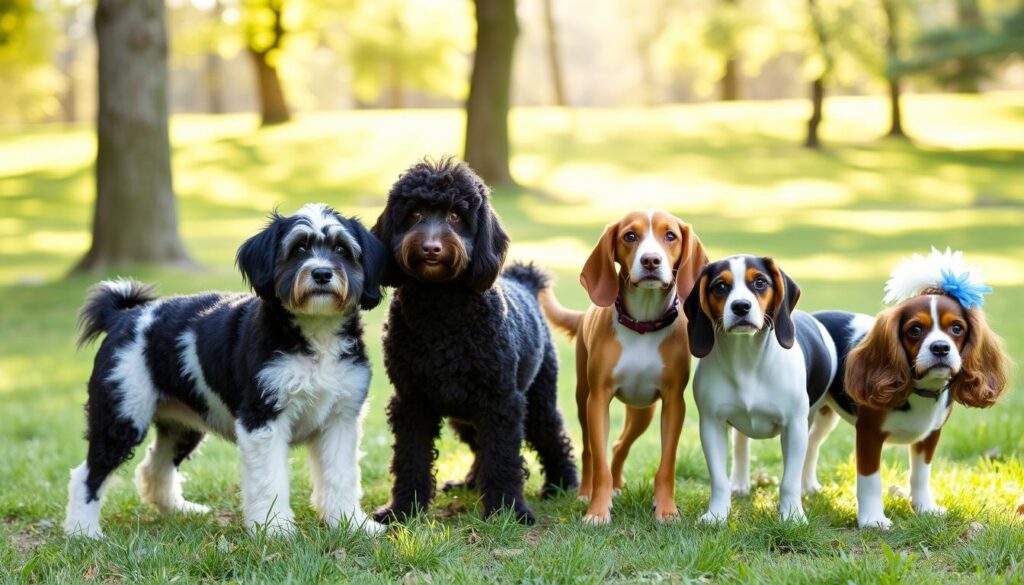 mini aussiedoodle size relation with other breeds