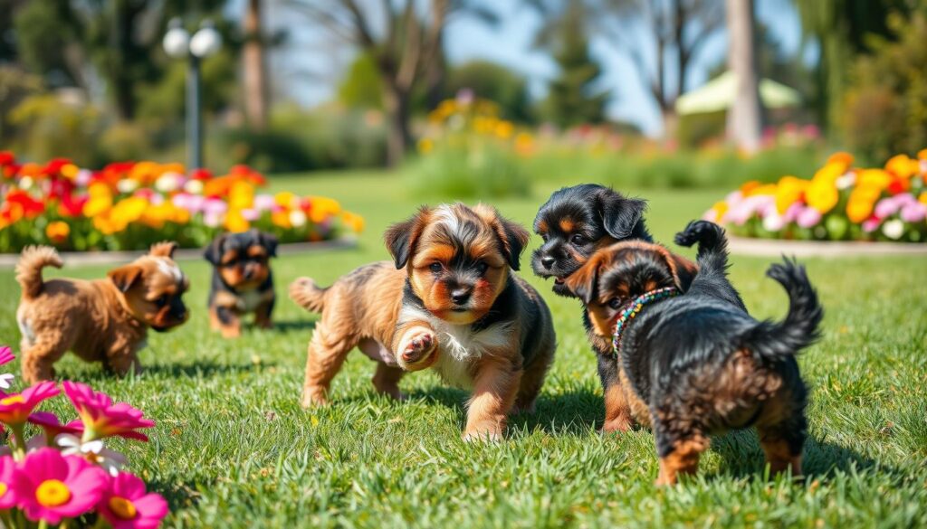 socializing teacup mini aussiedoodles