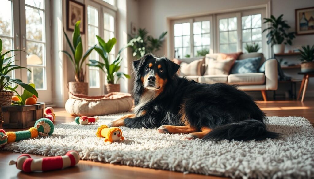 black and tan australian shepherd home environment