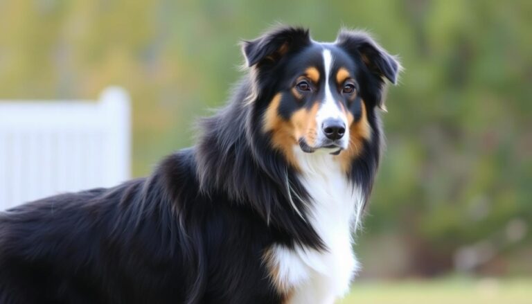 black and tan australian shepherd side