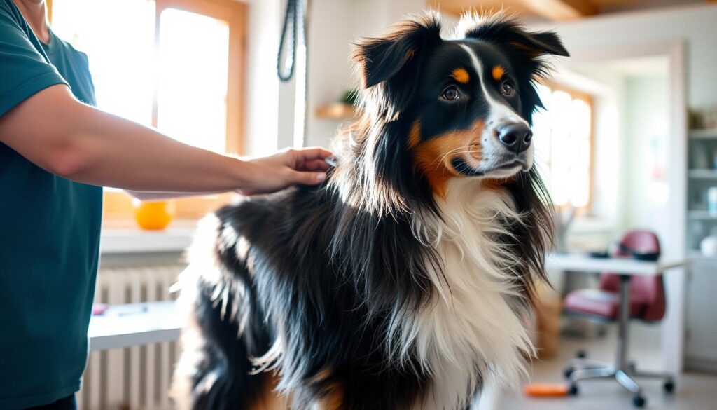 black tricolor australian shepherd coat maintenance