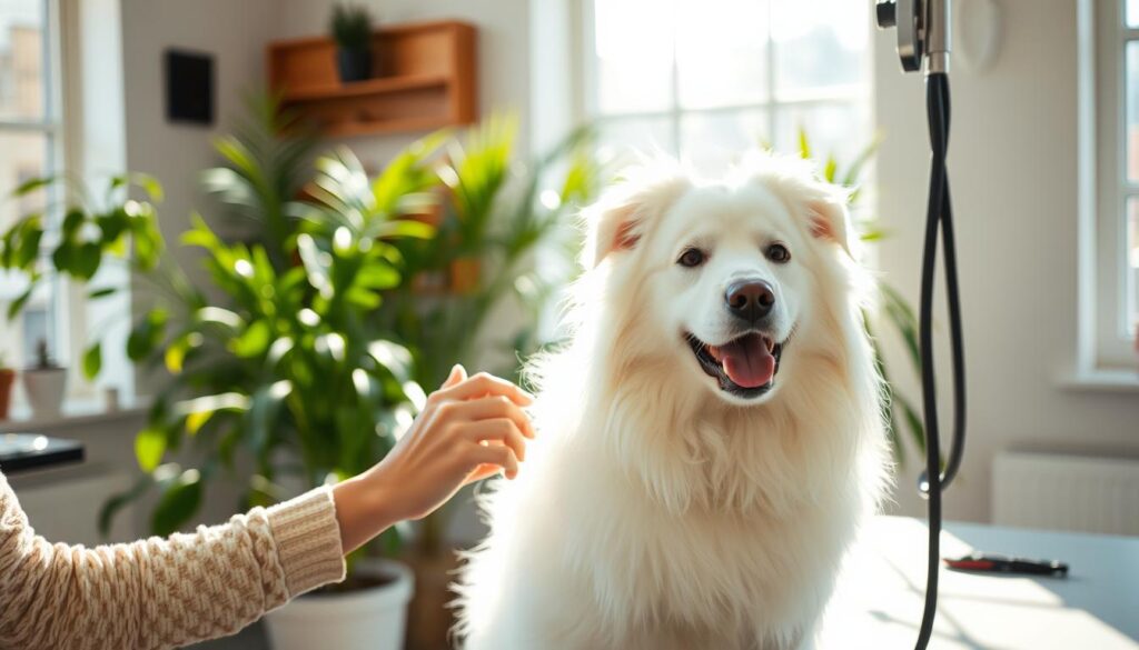 grooming white australian shepherd