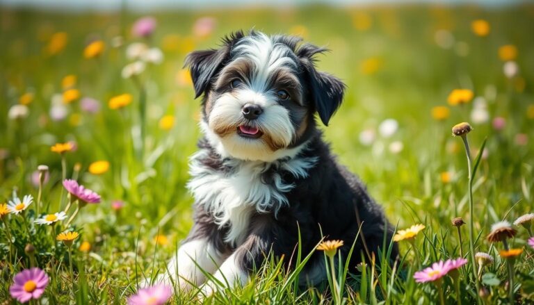 black and white mini aussiedoodle