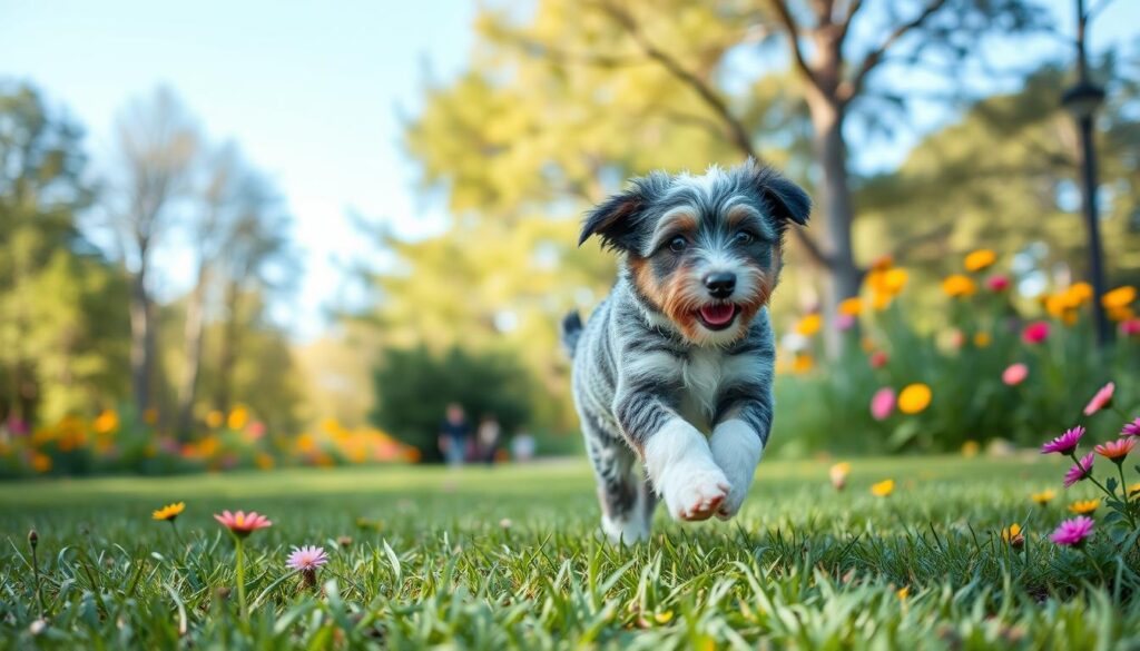 blue merle aussiedoodle exercise