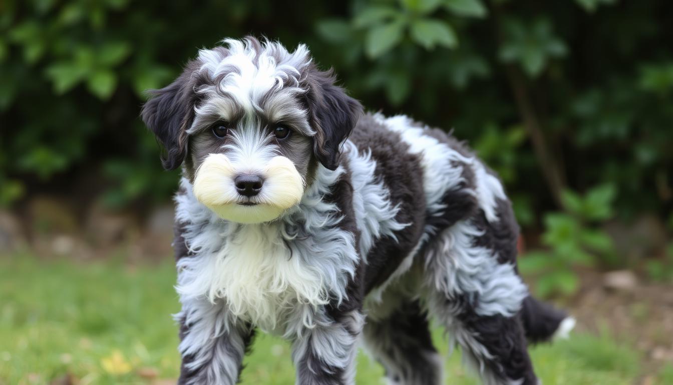 blue merle full grown mini aussiedoodle